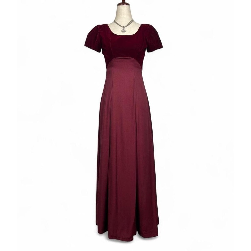 Vintage 80s‎ Loralie Women's Red Velvet Maxi Dress Tag 4 Fits 0/2 Prom Formal